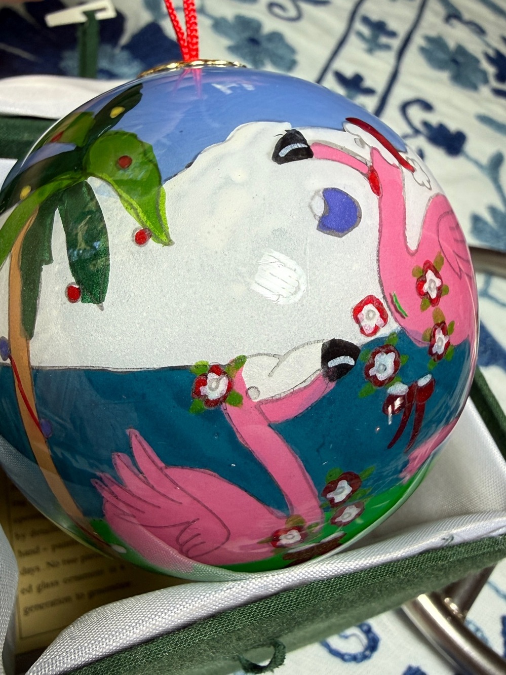 Christmas Ornament PINK FLAMINGO Vacation TOURIST Florida Handpainted Brighton